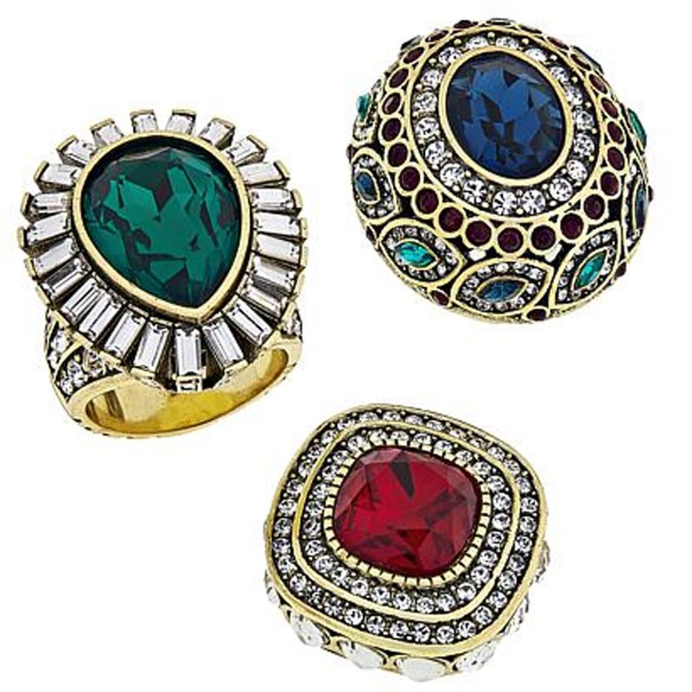 Heidi Daus ENCHANTE  Interchangeable 4-Pc RING Set Red/Blue/Green Colors 7